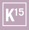 A purple square with a white border contains the text "K15" in bold white letters at the center.